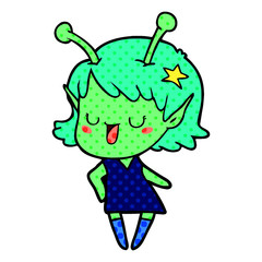happy alien girl cartoon laughing
