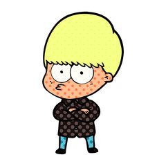 annoyed cartoon boy