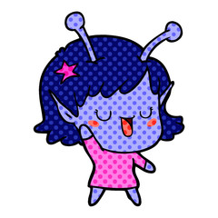 happy alien girl cartoon