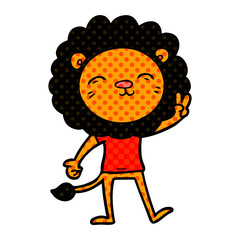 cartoon lion giving peac sign