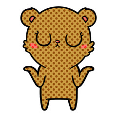 peaceful cartoon bear shrugging