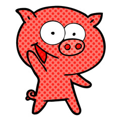 cheerful pig cartoon