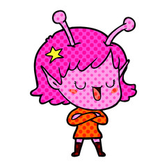 happy alien girl cartoon