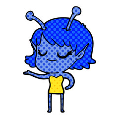 smiling alien girl cartoon
