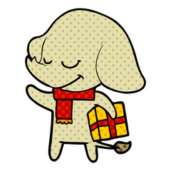 cartoon christmas elephant