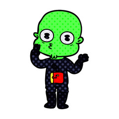 Obraz premium cartoon weird bald spaceman
