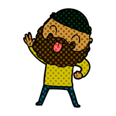man with beard sticking out tongue