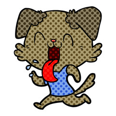 cartoon panting dog running