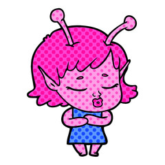 cute alien girl cartoon