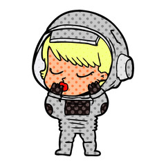 Obraz premium cartoon pretty astronaut girl