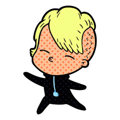 cartoon squinting girl