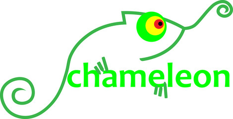 abstract green chameleon with the inscription lizard business logo © kotolmachoff
