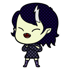 cartoon laughing vampire girl with crossed arms