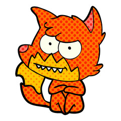 cartoon grinning fox sitting