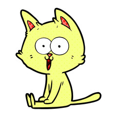 funny cartoon cat sitting