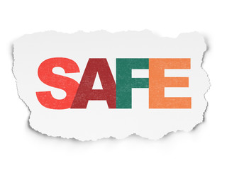 Security concept: Painted multicolor text Safe on Torn Paper background