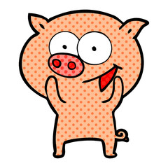 cheerful pig cartoon