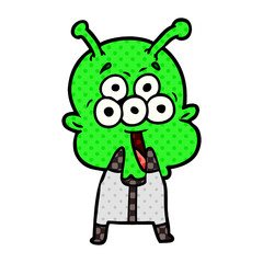 happy cartoon alien gasping in surprise