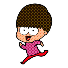 happy cartoon boy running
