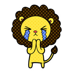 cartoon crying lion praying