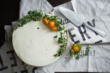 carrot cake with cream cheese | view from above