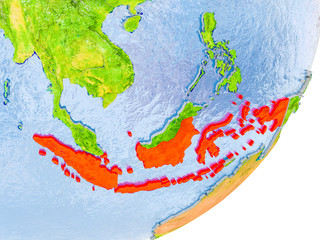 Map of Indonesia on Earth