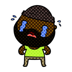 cartoon bearded man crying