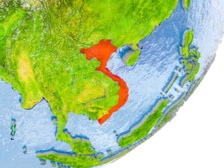 Map of Vietnam on Earth