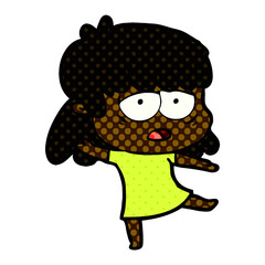 cartoon tired woman
