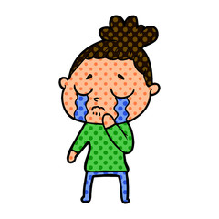 cartoon crying woman
