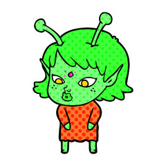 pretty cartoon alien girl