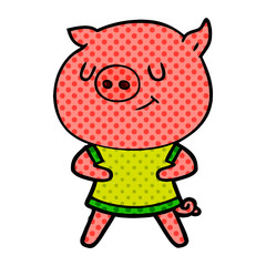 happy cartoon pig