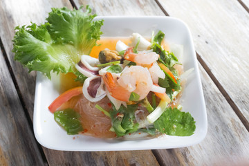 thai spicy salad seafood with vermicelli