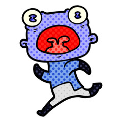 cartoon weird alien running away