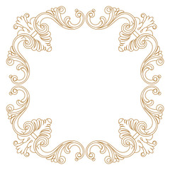 Golden vintage border frame engraving with retro ornament pattern in antique baroque style decorative design. Vector