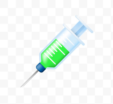 Realistic Cute Syringe with Poison Icon on Transparent Background . Isolated Vector Illustration