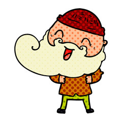 happy man with beard and winter hat