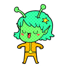 happy alien girl cartoon