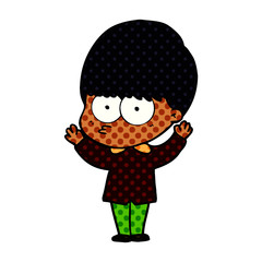 nervous cartoon boy