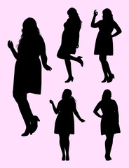 Plus size model gesture silhouette 01. Good use for symbol, logo, web icon, mascot, sign, or any design you want.