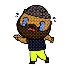 cartoon bearded man crying