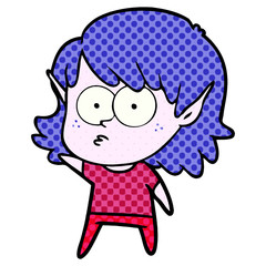 cartoon elf girl staring