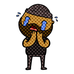 cartoon bearded man crying