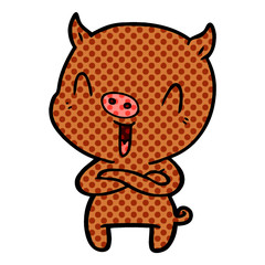 happy cartoon pig