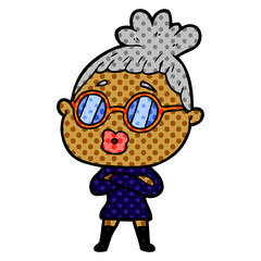 Naklejka premium cartoon woman wearing spectacles