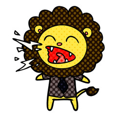 cartoon roaring lion businessman