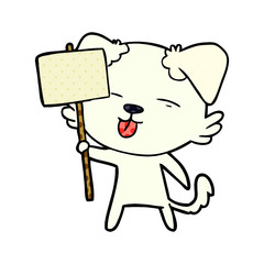 cartoon dog holding sign post
