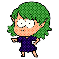 cartoon elf girl staring