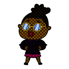 cartoon woman wearing spectacles