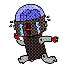 cartoon crying robot